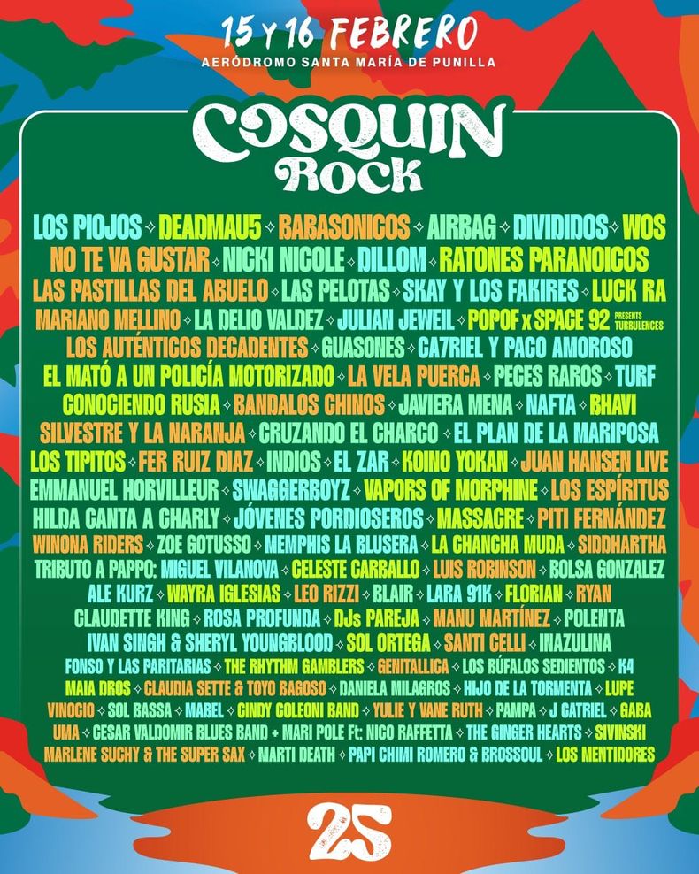 Oficial esta es la grilla del Cosquín Rock 2025