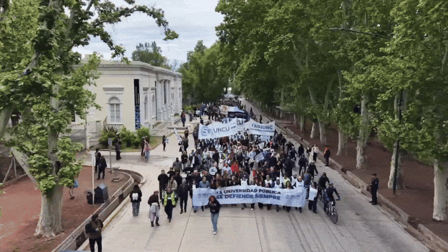 la quinta marcha federal universitaria recorrio las calles de mendoza con una amplia convocatoria