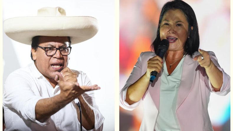Perú elige presidente entre Keiko Fujimori, de Fuerza Popular, y Roberto Sánchez.