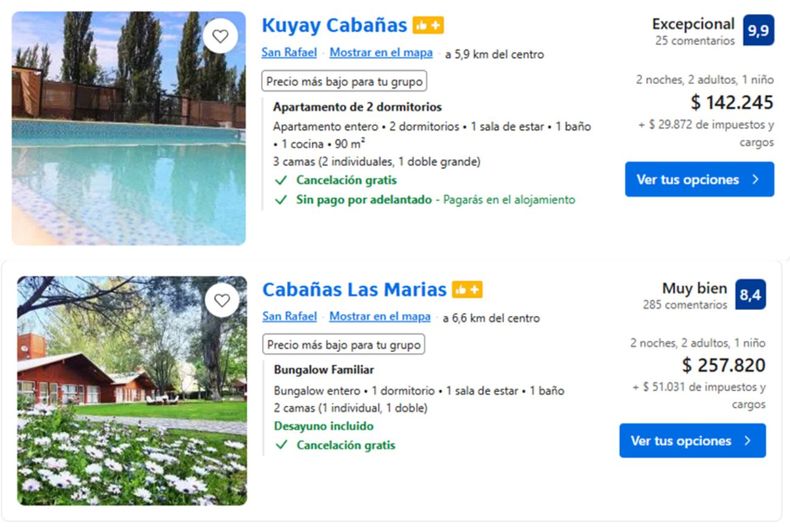 Cabañas en San Rafael.
