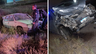 Salvaje choque con vuelco en el Acceso Sur: hay dos heridos Salvaje choque con vuelco en el Acceso Sur: hay dos heridos