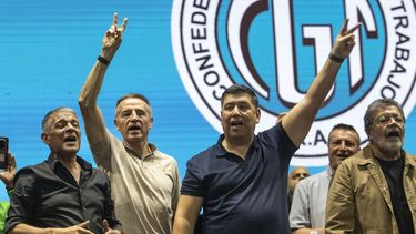 Octavio Argüello, Jorge Sola y Cristian Jerónimo, los tres nuevos conductores de la CGT nacional.