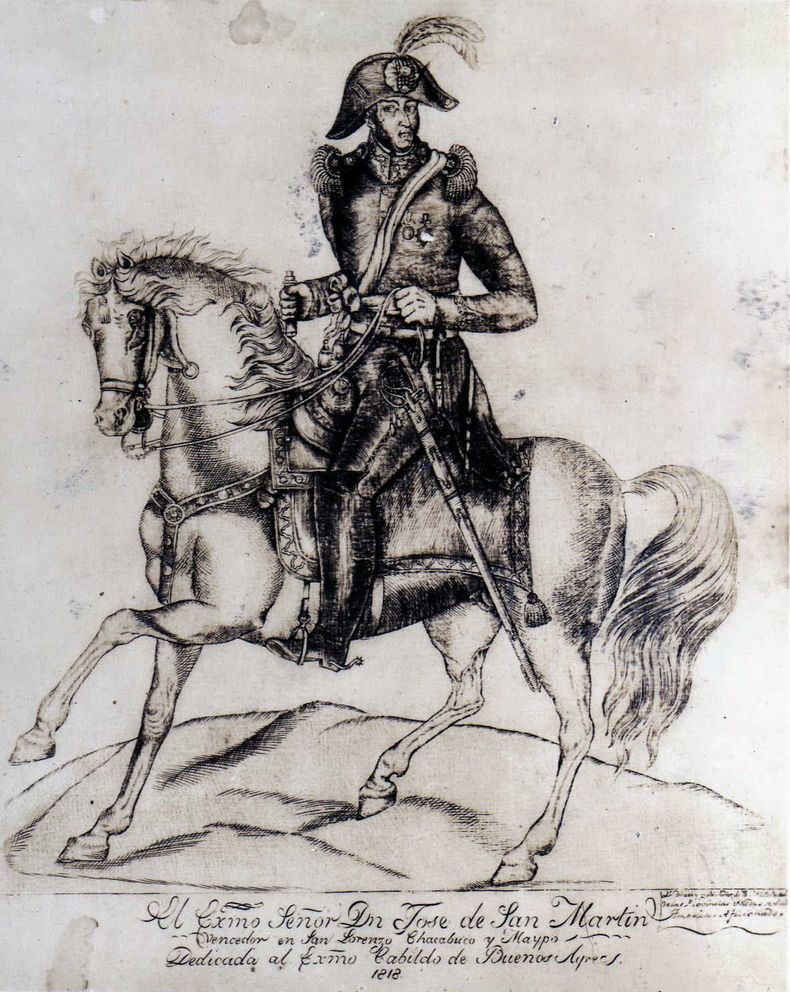 Retrato ecuestre de Ibarra. Autor: Pablo Núñez de Ibarra (1818). Primer retrato ecuestre, encargado por el Congreso para circulación popular. Buscaba inflamar el corazón de los patriotas y causar terror en los enemigos mediante el grabado de la efigie del héroe.