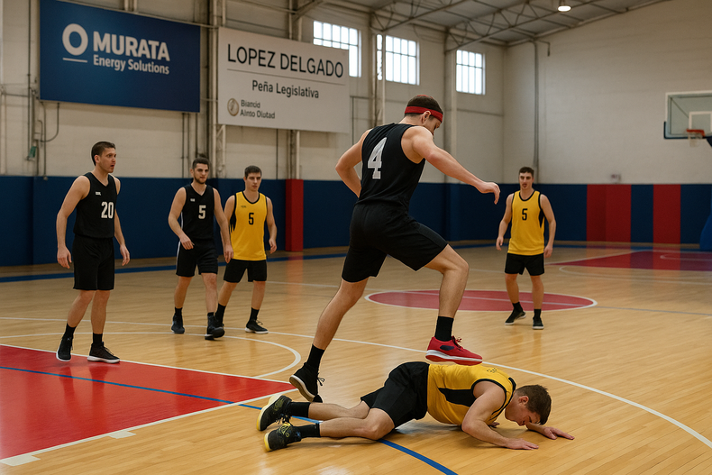 La violencia opacó un partido de básquet que debía ser de camaradería (Foto IA).  