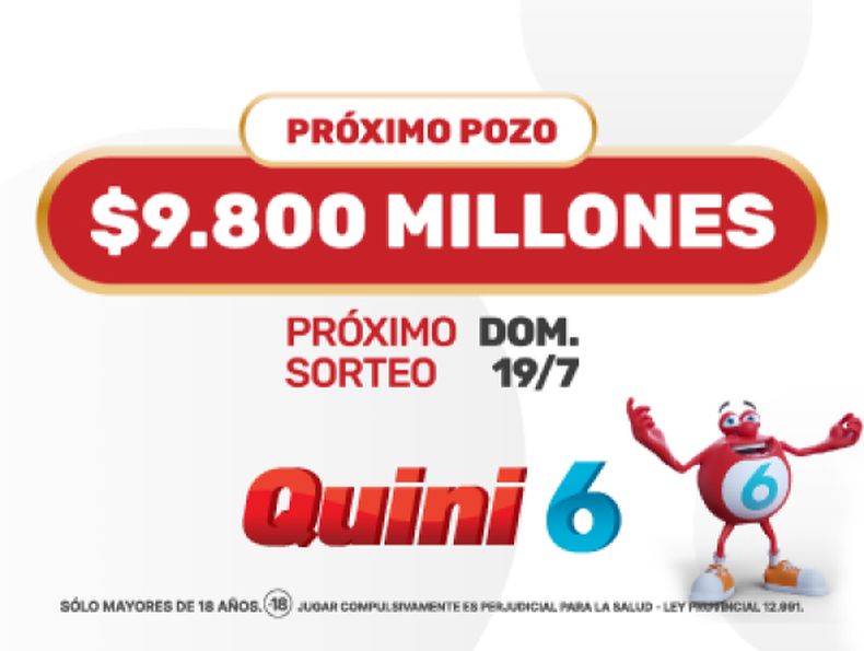 El Quini 6 sortea un pozo impactante de 9.800 millones de pesos este domingo 19 de julio.