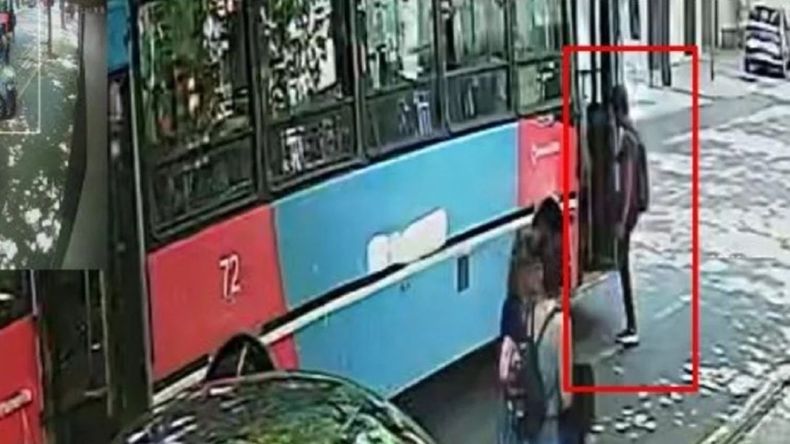 Nataniel Guzmán fue registrado por cámaras de seguridad de Edemsa caminando por calle Belgrano.