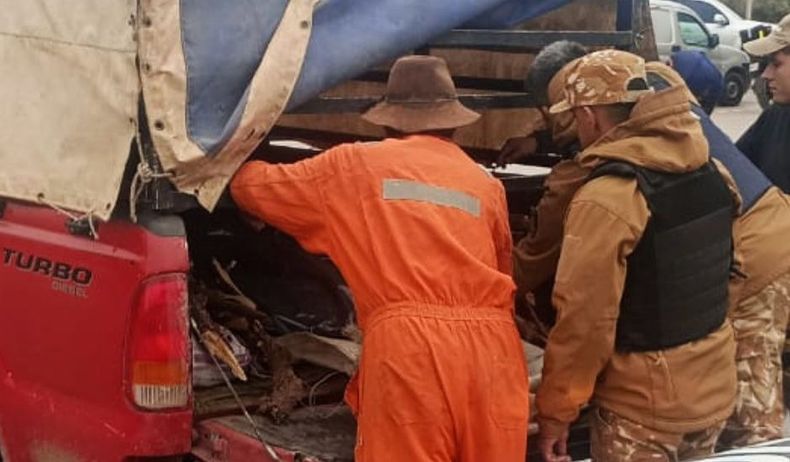 Fueron sorprendidos transportando carne de manera clandestina (Gentileza Policía Rural).
