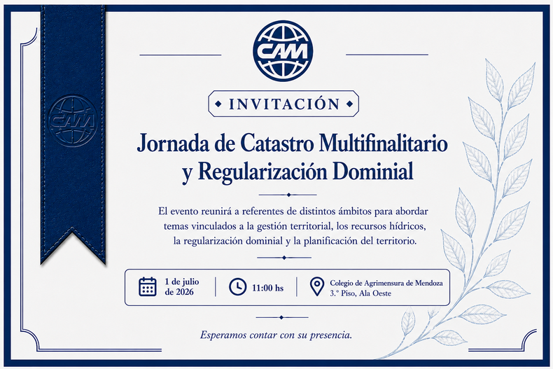 Invitación del Colegio de Agrimensura de la provincia de Mendoza