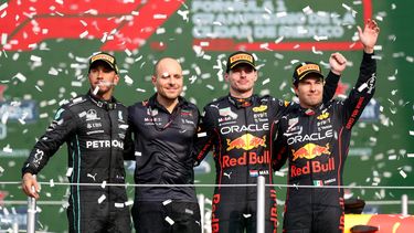El podio con Max Verstappen como ganador.
