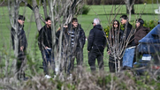 Lionel Messi junto a su madre, Celia, y sus hermanos, en el funeral de Jorge Messi.