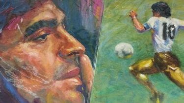 Retratos del astro de la pelota realizados por el artista plástico Juan Riviére se exponen en La Casa Argentina en París.&nbsp;