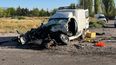 La camioneta Fiat Fiorino quedó destrozada tras el siniestro vial ocurrido en Luján.&nbsp;