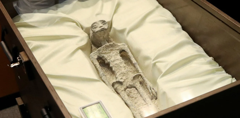 Presentaron cadáveres no humanos en el Congreso de México: aseguran que son extraterrestres fosilizados