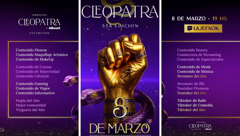 Quiénes son las ganadoras de los Premios Cleopatra 2026: las mujeres que lideran las redes