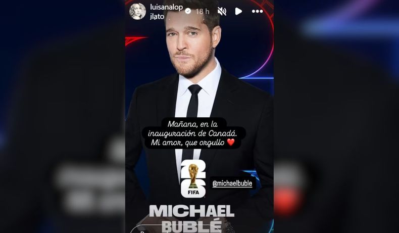 A pesar de la distancia, Luisana Lopilato palpitó con emoción el acto de Bublé.