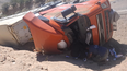 Accidente en solitario de un camión en la Ruta 7: ocurrió en el kilómetro 1112.Foto: Gentileza.