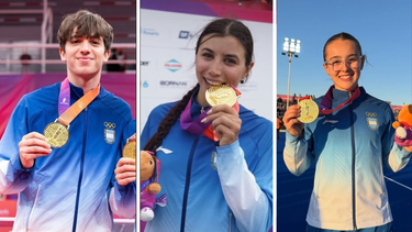 Santiago Lorenzo, Julieta Benedetti y Milagros Alastra, tres de los mendocinos que se colgaron el oro en Santa Fe.