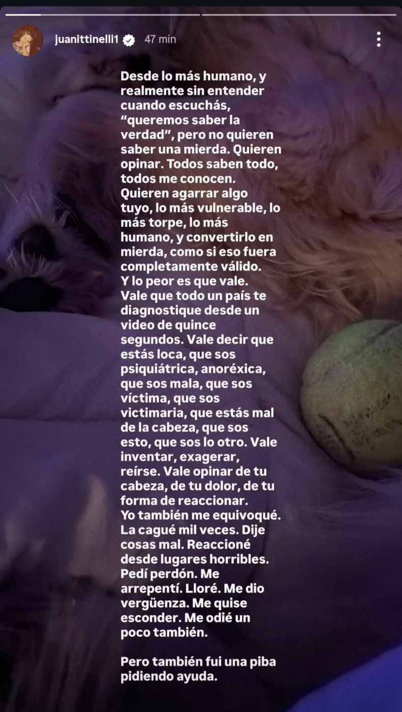 El fuerte descargo de Juana Tinelli tras la denuncia