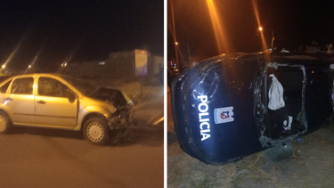 Violento choque entre un móvil policial y un auto con una familia a bordo en San Rafael