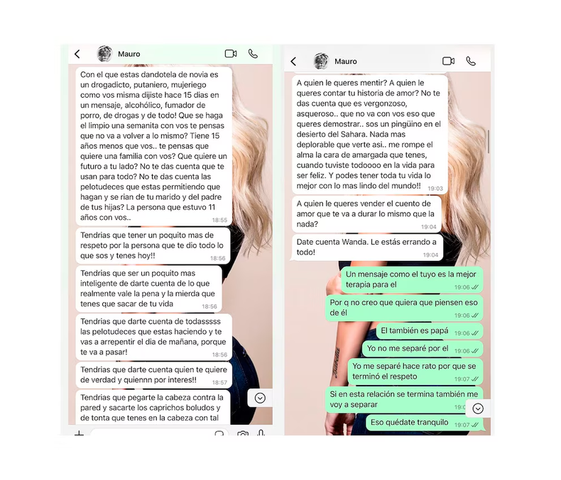 Wanda Nara publicó chats privados con Mauro Icardi y luego se arrepintió: insultos y reproches