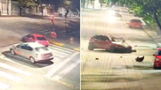Los instantes previos y posteriores al accidente vial quedaron registrados.