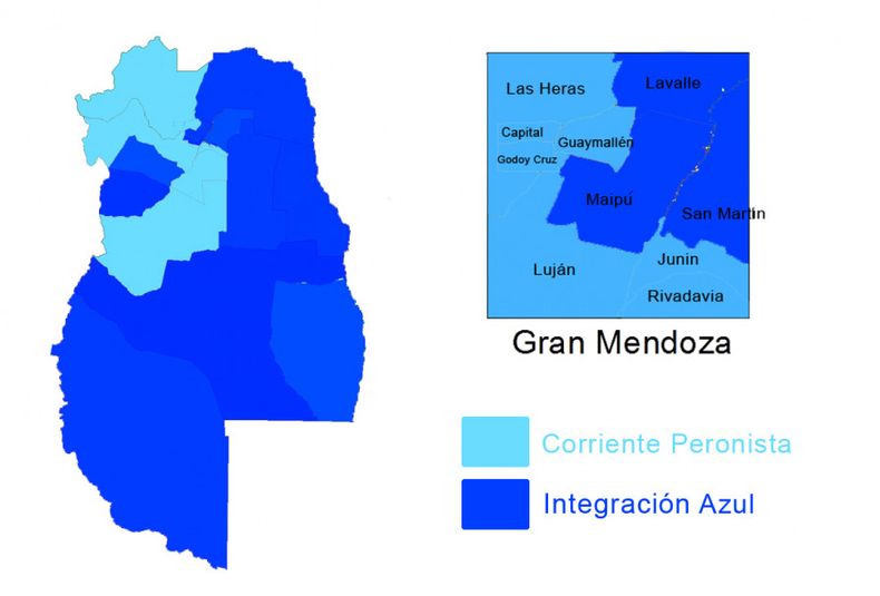 Mapa mendoza distribución celestes y azules