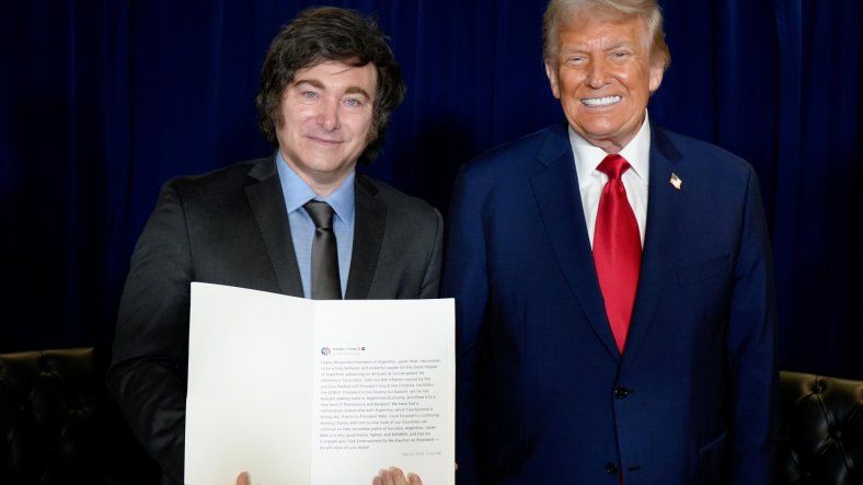 Javier Milei recibió el respaldo de Donald Trump: Tiene mi total apoyo para la reelección.
