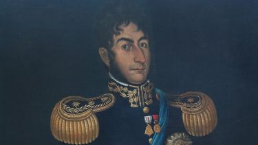 Retrato de Gil de Castro. Autor: José Gil de Castro (1817-1822). Realizado en Chile, muestra al General con sus medallas de Chacabuco y Maipú. Es una imagen de transición entre la tradición colonial y el nuevo orden republicano, destacando su rango militar. Retrato de Gil de Castro. Autor: José Gil de Castro (1817-1822). Realizado en Chile, muestra al General con sus medallas de Chacabuco y Maipú. Es una imagen de transición entre la tradición colonial y el nuevo orden republicano, destacando su rango militar.