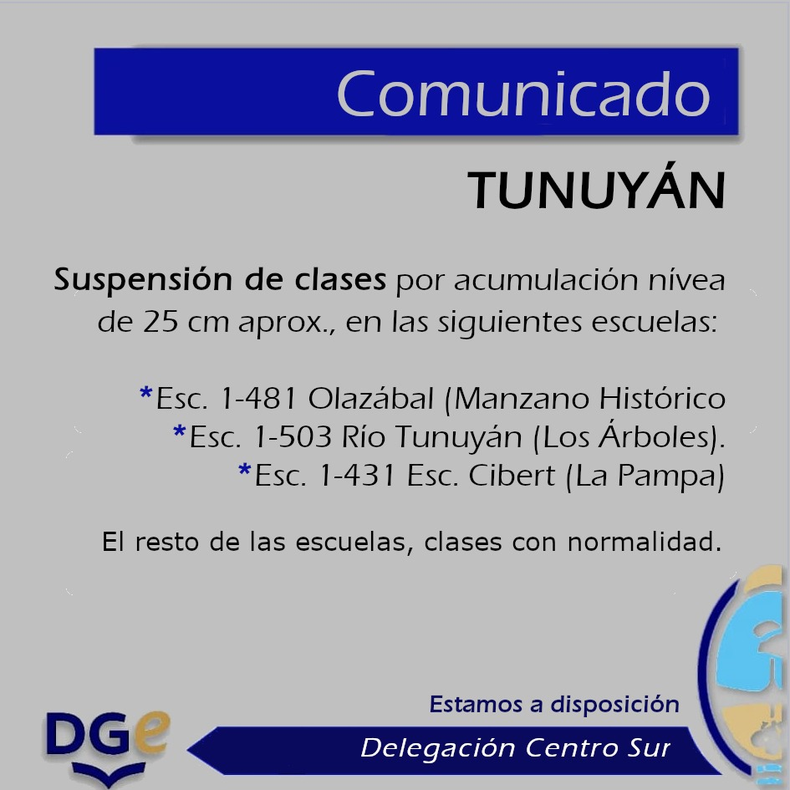 La Dirección General de Escuelas informó que no habrá clases en tres colegios del Valle de Uco. Cuáles son.