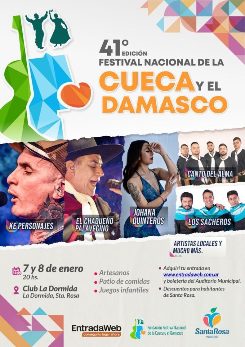 La grilla del Festival Nacional de la Cueca y el Damasco de Santa Rosa.