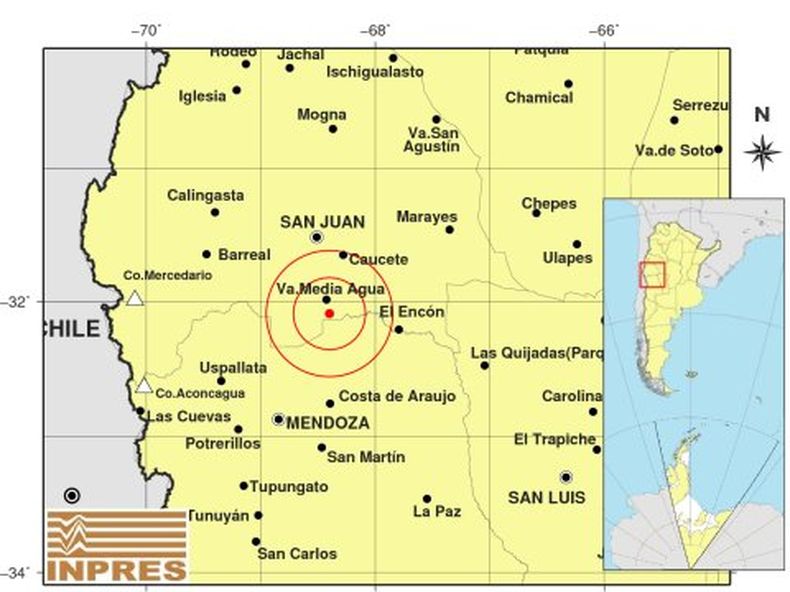 Los datos del sismo ocurrido en la provincia de San Juan esta madrugada.