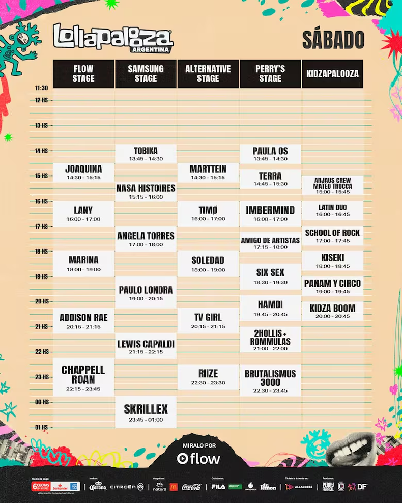 Lollapalooza 2026: día sábado