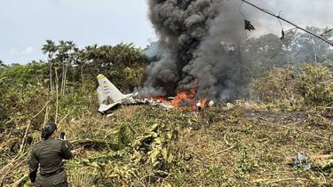 Luego del impacto la aeronave quedó cubierta bajo las llamas y una densa columna de humo Luego del impacto la aeronave quedó cubierta bajo las llamas y una densa columna de humo