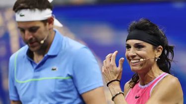 Gabriela Sabatini y Juan Martín Del Potro la rompieron en el partido de exhibición, previo al US Open