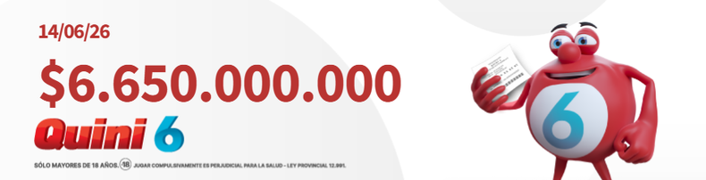 El pozo jugoso del Quini 6 se sortea el próximo domingo 14 de junio de 2026.