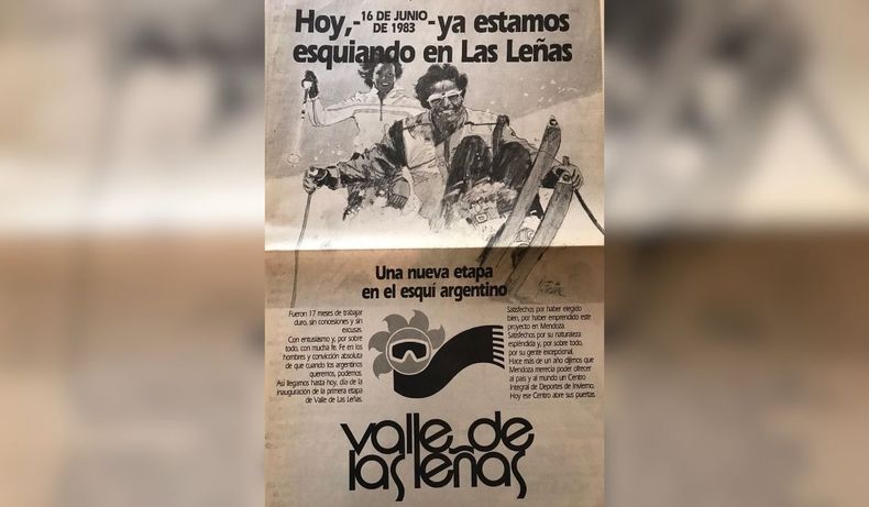 Así anunciaban los diarios de la época la inauguración de Las Leñas en 1983. Así anunciaban los diarios de la época la inauguración de Las Leñas en 1983.