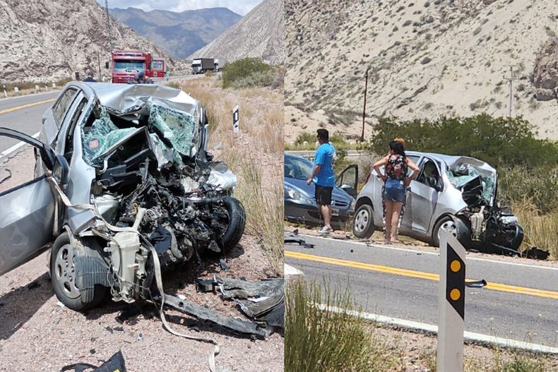 El auto en el que viajaba la víctima fatal. El choque fue en Alta Montaña.