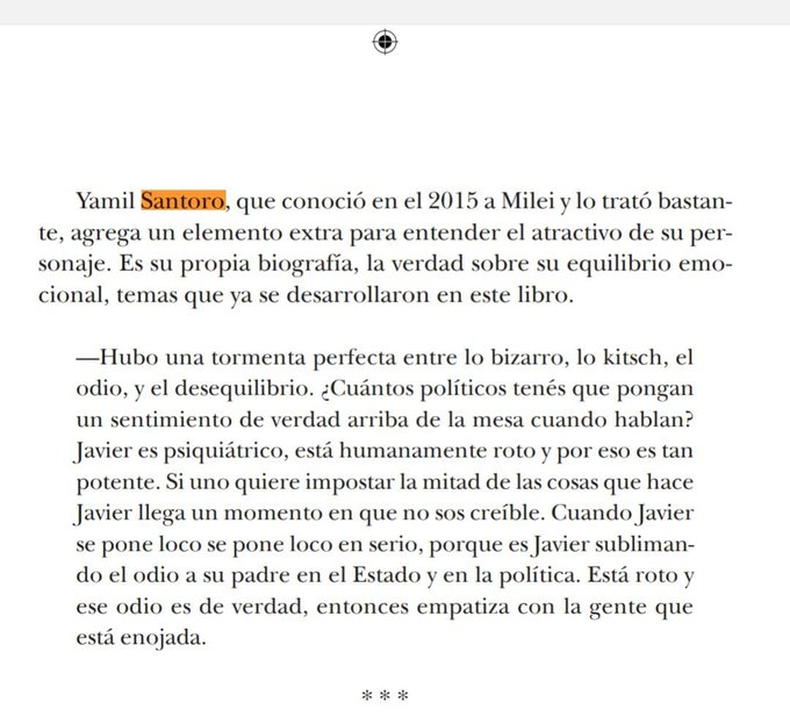 Así define el libertario Yamil Santoro en El Loco a uno de los candidatos que participará en el balotaje.