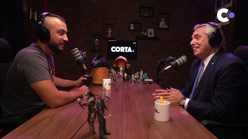Alberto Fernández durante la entrevista con Tomás Rebord