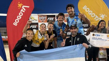 Bautista Amieva y Maciel Bueno celebraron el título de la primera etapa del Circuito Sudamericano de Beach Volley. &nbsp;