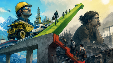 La economia de Javier Milei se comporta en K (Ilustración intervenica con IA) La economia de Javier Milei se comporta en K (Ilustración intervenica con IA)