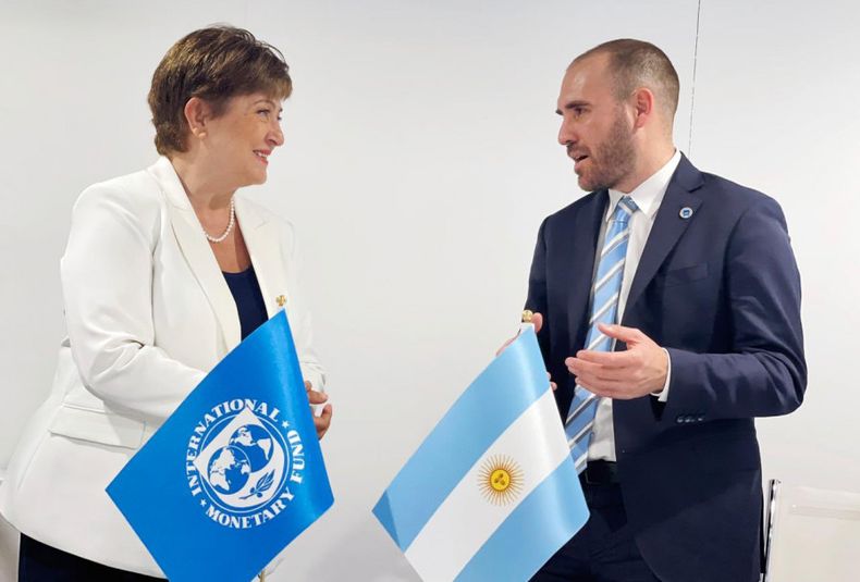 Martín Guzmán con Kristalina Georgieva, del FMI.