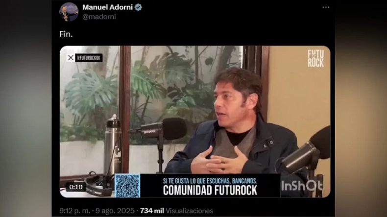 Manuel Adorni difundió un video manipulado con IA de Axel Kicillof