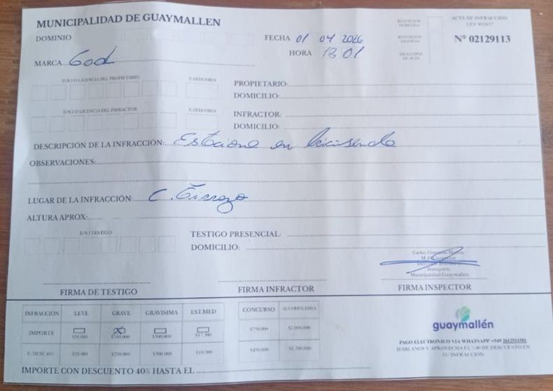 La falsa multa que le colocaron a una vecina, quien lamentablemente cayó en la trampa.
