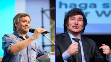 Máximo Kirchner y Javier Milei.