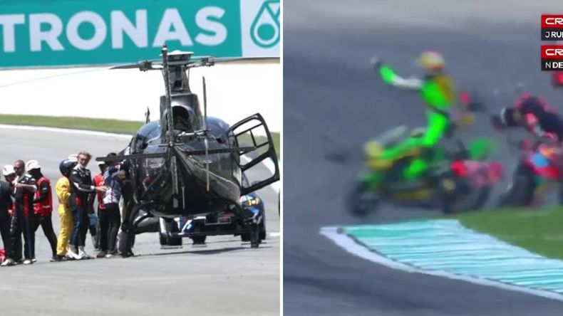 Rueda y Dettwiler chocaron violentamente durante la vuelta de formación en Sepang y encendieron las alarmas en el Moto3.
