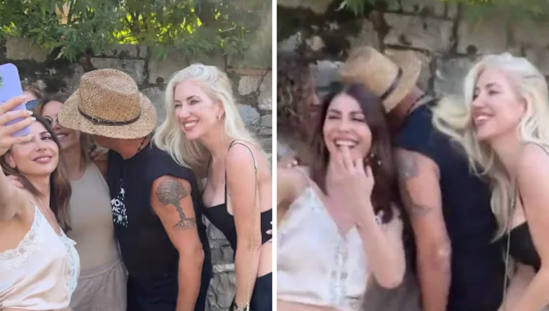 La exesposa de Martín Demichelis reaccionó rápidamente y esquivó el gesto inclinándose hacia abajo