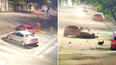 Los instantes previos y posteriores al accidente vial quedaron registrados.