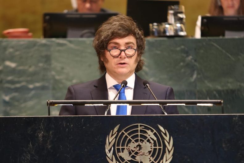 El presidente Javier Milei en la ONU.