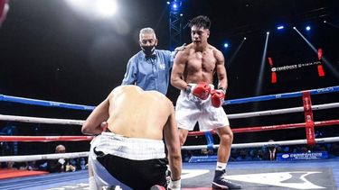 Marco García y su nocaut en el Luna Park (Foto gentileza).